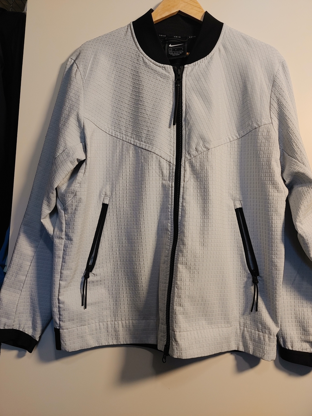 Men's Nike Light Gray Bomber Jacket with Black Trim